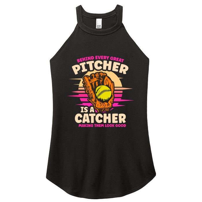 Behind Every Great Pitcher Is Catcher Making Them Look Good Gift Women's Perfect Tri Rocker Tank