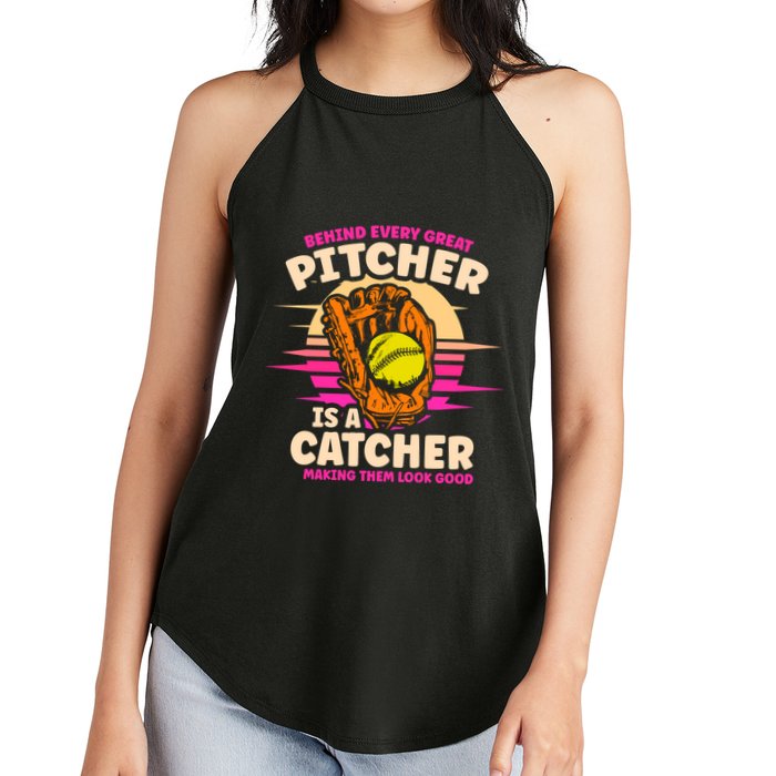 Behind Every Great Pitcher Is Catcher Making Them Look Good Gift Women's Perfect Tri Rocker Tank