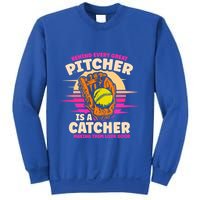 Behind Every Great Pitcher Is Catcher Making Them Look Good Gift Sweatshirt