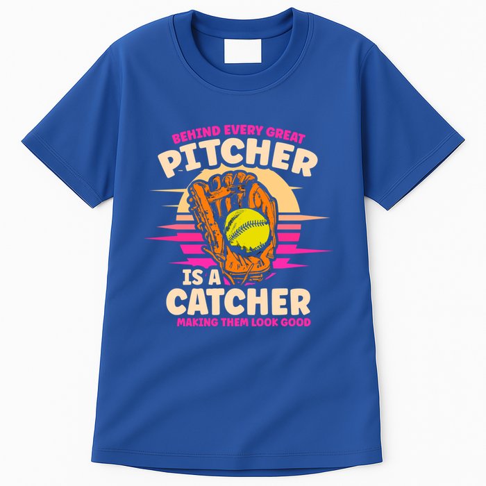 Behind Every Great Pitcher Is Catcher Making Them Look Good Gift Tall T-Shirt