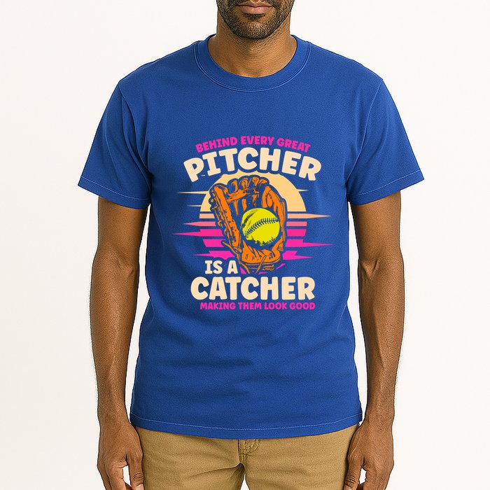 Behind Every Great Pitcher Is Catcher Making Them Look Good Gift Tall T-Shirt