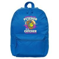Behind Every Great Pitcher Is Catcher Making Them Look Good Gift 16 in Basic Backpack