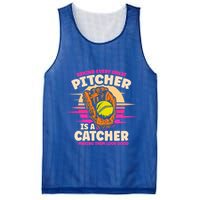 Behind Every Great Pitcher Is Catcher Making Them Look Good Gift Mesh Reversible Basketball Jersey Tank