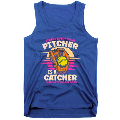 Behind Every Great Pitcher Is Catcher Making Them Look Good Gift Tank Top