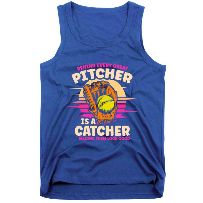 Behind Every Great Pitcher Is Catcher Making Them Look Good Gift Tank Top