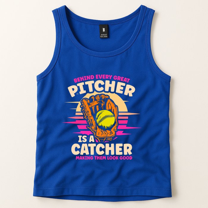 Behind Every Great Pitcher Is Catcher Making Them Look Good Gift Tank Top
