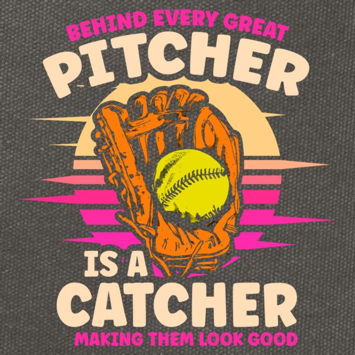 Behind Every Great Pitcher Is Catcher Making Them Look Good Gift Cotton Canvas Backpack
