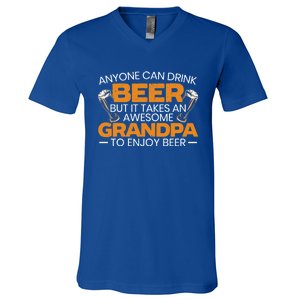 Beer Er Grandpa Alcoholic Gramps Fathers Day Fatherhood Funny Gift V-Neck T-Shirt