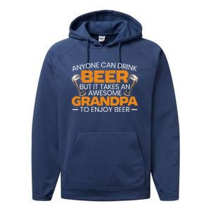 Beer Er Grandpa Alcoholic Gramps Fathers Day Fatherhood Funny Gift Performance Fleece Hoodie