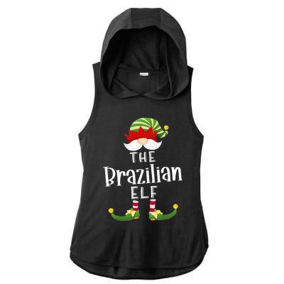 Brazilian Elf Group Christmas Funny Pajama Party Ladies PosiCharge Tri-Blend Wicking Draft Hoodie Tank