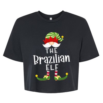 Brazilian Elf Group Christmas Funny Pajama Party Bella+Canvas Jersey Crop Tee