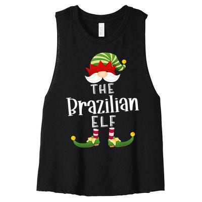 Brazilian Elf Group Christmas Funny Pajama Party Women's Racerback Cropped Tank