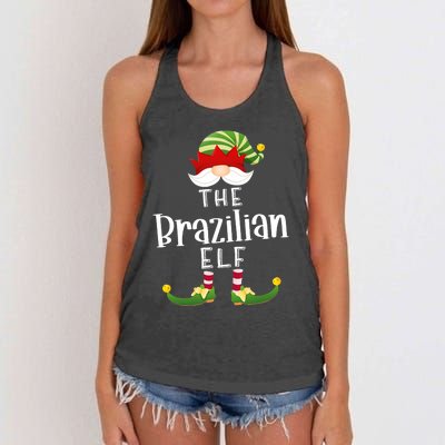 Brazilian Elf Group Christmas Funny Pajama Party Women's Knotted Racerback Tank