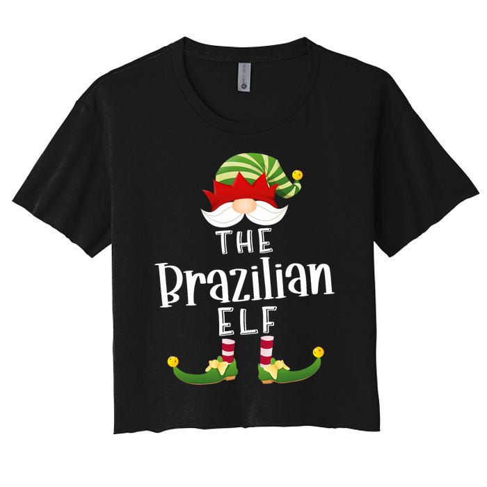 Brazilian Elf Group Christmas Funny Pajama Party Women's Crop Top Tee