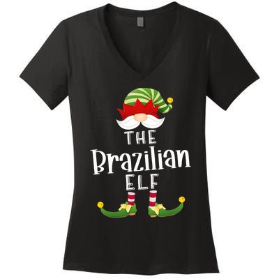 Brazilian Elf Group Christmas Funny Pajama Party Women's V-Neck T-Shirt