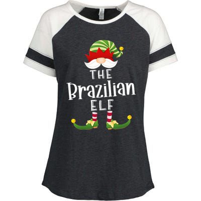 Brazilian Elf Group Christmas Funny Pajama Party Enza Ladies Jersey Colorblock Tee