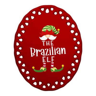 Brazilian Elf Group Christmas Funny Pajama Party Ceramic Oval Ornament