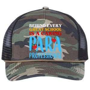 Behind Every Great School Is A Caring Para Professional Gift For Teacher Retro Rope Trucker Hat Cap