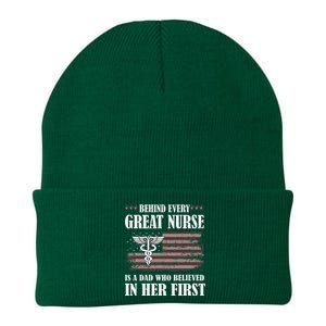 Behind Every Great Nurse Is A Dad Father Nursing Nurse Dad Knit Cap Winter Beanie