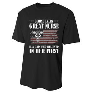 Behind Every Great Nurse Is A Dad Father Nursing Nurse Dad Performance Sprint T-Shirt