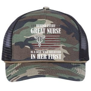 Behind Every Great Nurse Is A Dad Father Nursing Nurse Dad Retro Rope Trucker Hat Cap