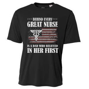 Behind Every Great Nurse Is A Dad Father Nursing Nurse Dad Cooling Performance Crew T-Shirt