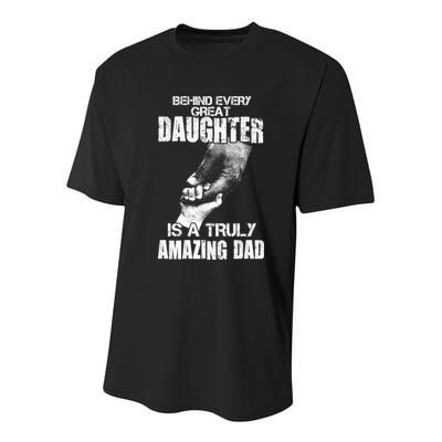 Behind Every Great Daughter Is A Truly Amazing Dad Youth Performance Sprint T-Shirt