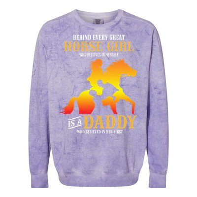 Behind Every Great Horse Girl Daddy Fathers Day Gifts Colorblast Crewneck Sweatshirt