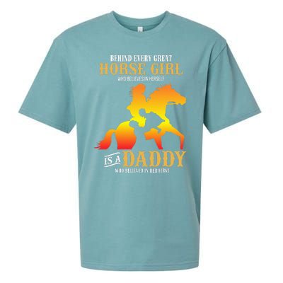 Behind Every Great Horse Girl Daddy Fathers Day Gifts Sueded Cloud Jersey T-Shirt