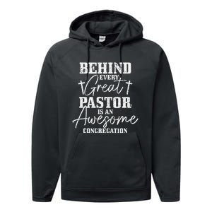 Behind Every Great Pastor Is Awesome Congregation Christian Performance Fleece Hoodie