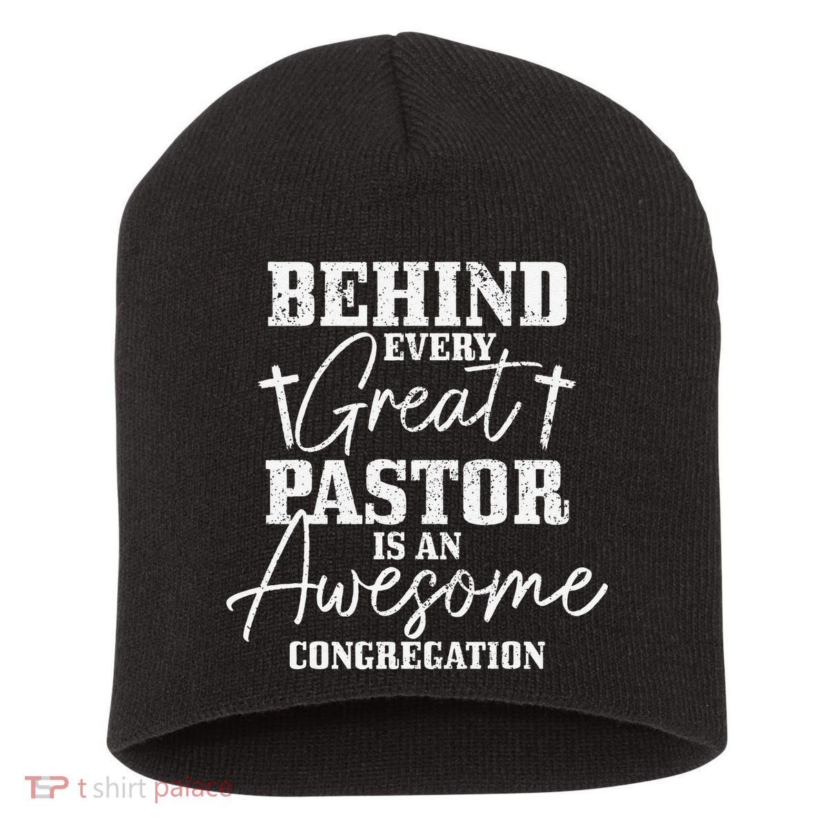 Behind Every Great Pastor Is Awesome Congregation Christian Short Acrylic Beanie