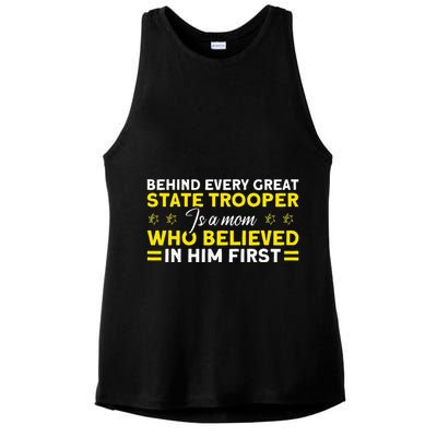 Behind Every Great State Trooper A Mom State Trooper Ladies PosiCharge Tri-Blend Wicking Tank