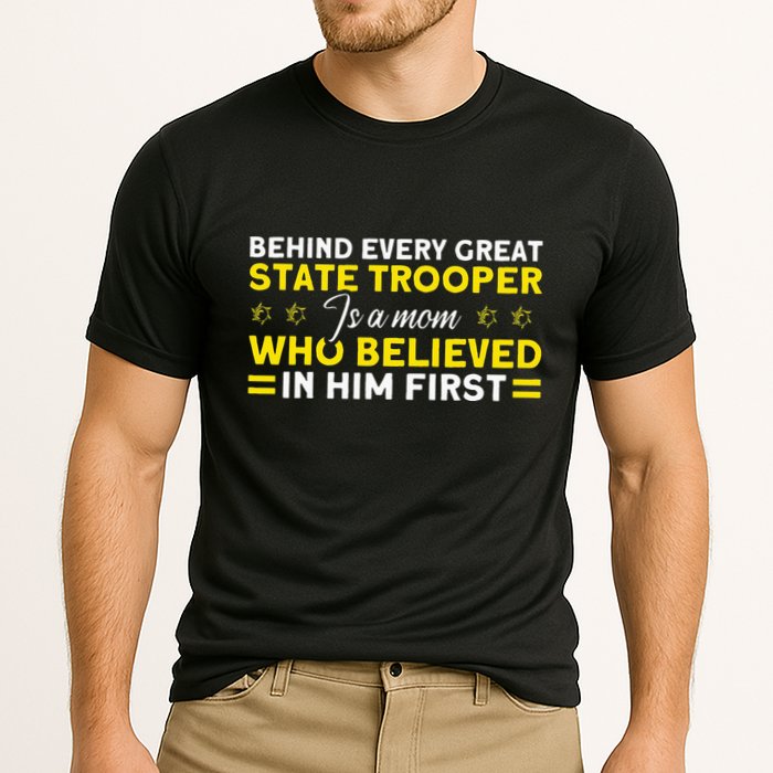 Behind Every Great State Trooper A Mom State Trooper Cooling Performance Crew T-Shirt