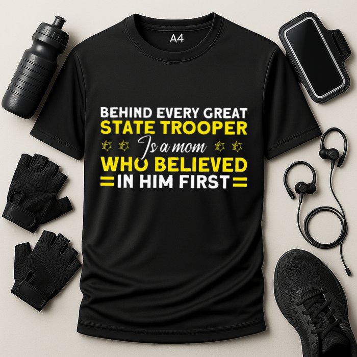 Behind Every Great State Trooper A Mom State Trooper Cooling Performance Crew T-Shirt