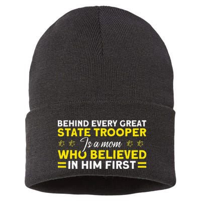 Behind Every Great State Trooper A Mom State Trooper Sustainable Knit Beanie
