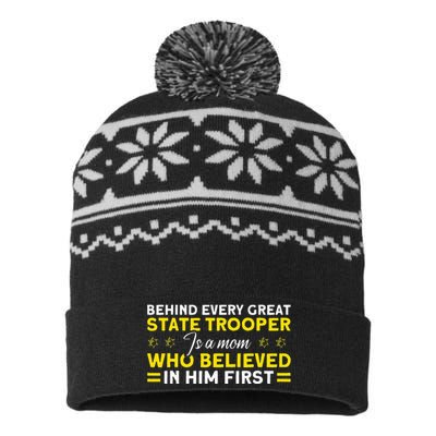 Behind Every Great State Trooper A Mom State Trooper USA-Made Snowflake Beanie