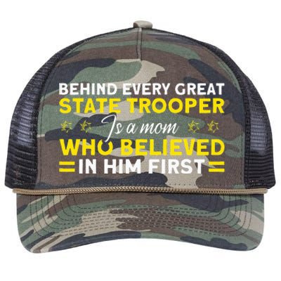 Behind Every Great State Trooper A Mom State Trooper Retro Rope Trucker Hat Cap