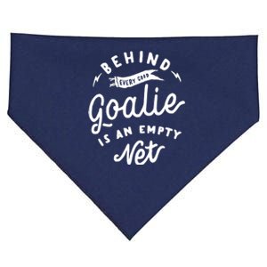 Behind Every Good Goalie Is An Empty Net Funny Hockey Soccer USA-Made Doggie Bandana