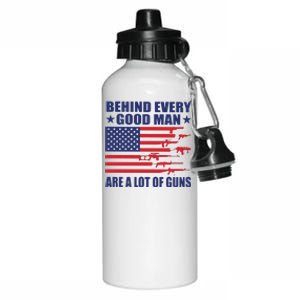 Behind Every Good Man Are A Lot Of Guns Aluminum Water Bottle