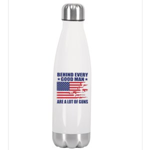 Behind Every Good Man Are A Lot Of Guns Stainless Steel Insulated Water Bottle