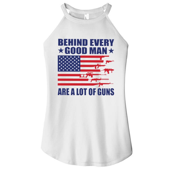 Behind Every Good Man Are A Lot Of Guns Women’s Perfect Tri Rocker Tank