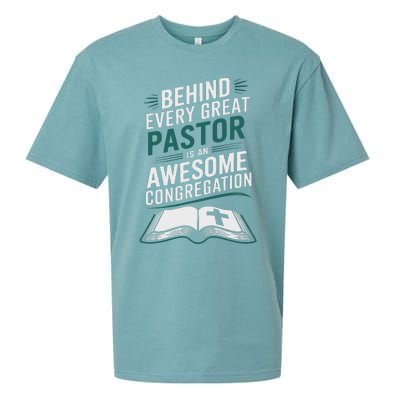 Behind Every Great Pastor Is An Awesome Congregation Sueded Cloud Jersey T-Shirt