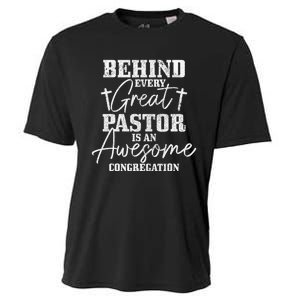 Behind Every Great Pastor Is Awesome Congregation Christian  Cooling Performance Crew T-Shirt