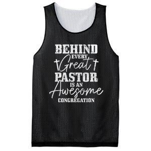 Behind Every Great Pastor Is Awesome Congregation Christian  Mesh Reversible Basketball Jersey Tank