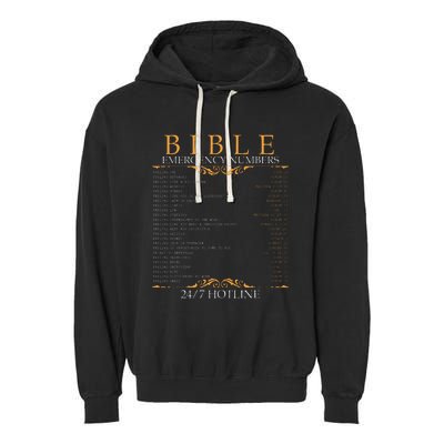 Bible Emergency Hotline Numbers Bible Verse Scripture Garment-Dyed Fleece Hoodie