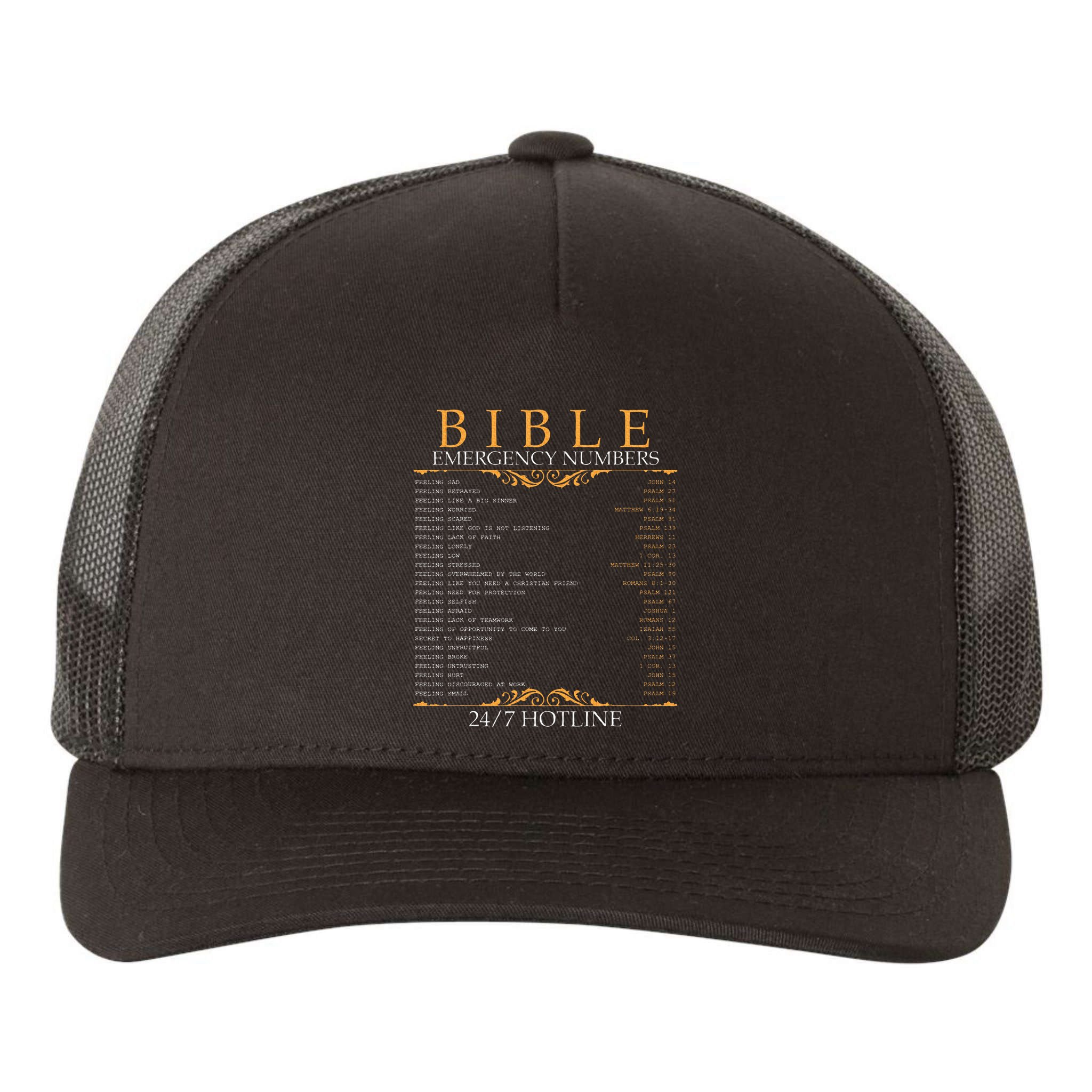 Bible Emergency Hotline Numbers Bible Verse Scripture Yupoong Adult 5-Panel Trucker Hat