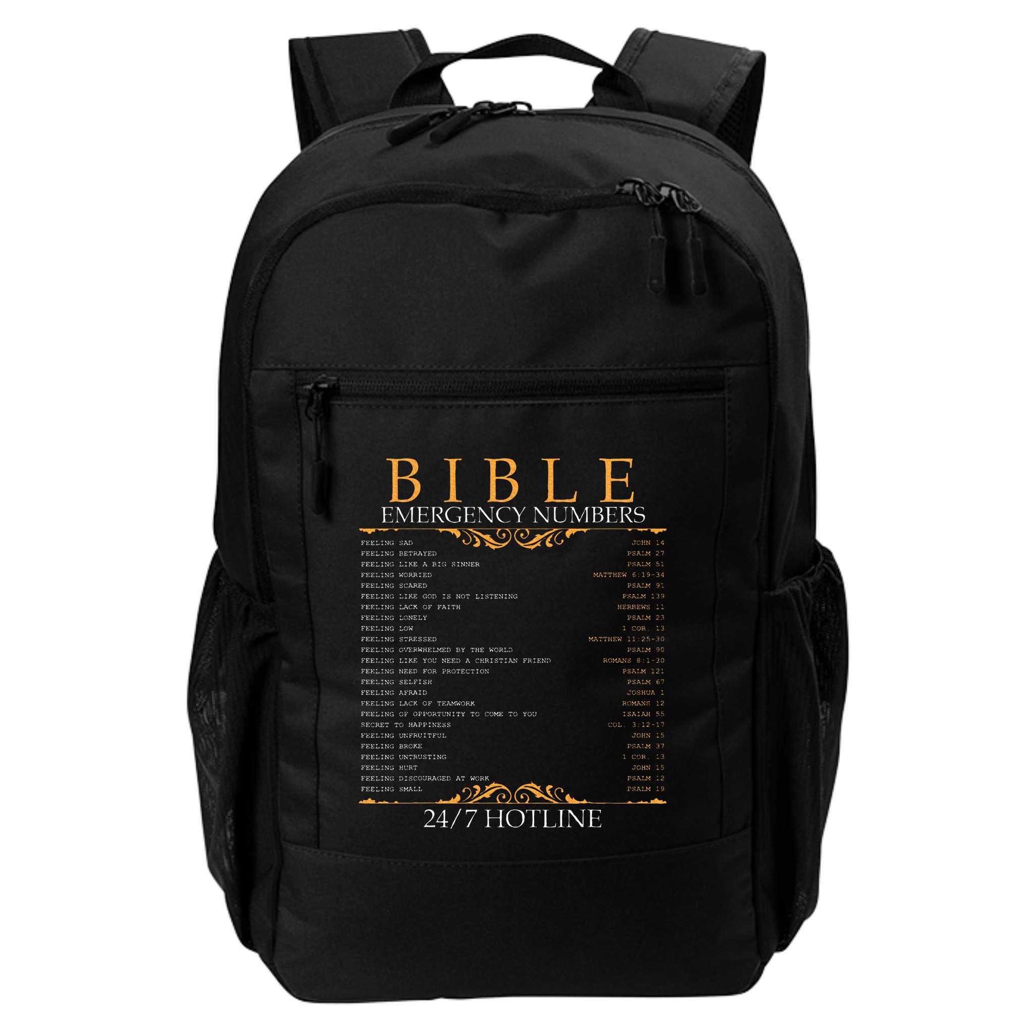 Bible Emergency Hotline Numbers Bible Verse Scripture Backpack
