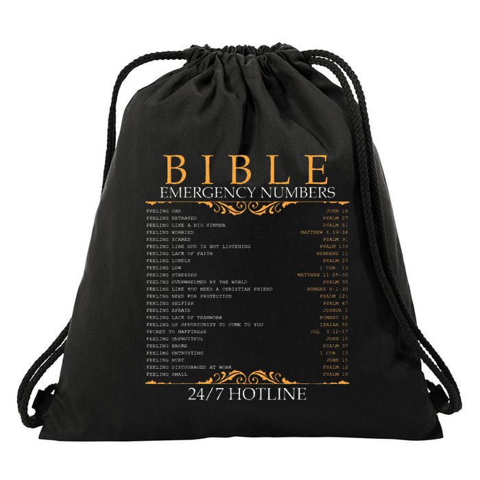 Bible Emergency Hotline Numbers Bible Verse Scripture Drawstring Bag