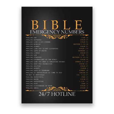 Bible Emergency Hotline Numbers Bible Verse Scripture Poster