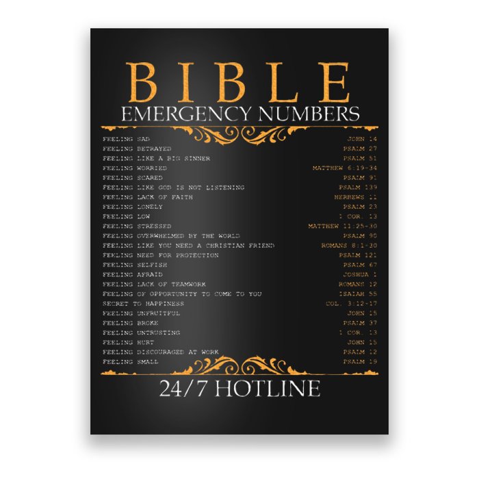 Bible Emergency Hotline Numbers Bible Verse Scripture Poster